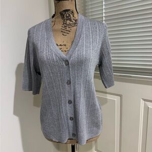 NWT Chico's Silver Ribbed Knit Top / cardigan